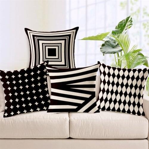 ZXZXOON geometric black and white(beige) plain home textile sofa car cushion cover decorative throw pillow case cojines 45x45