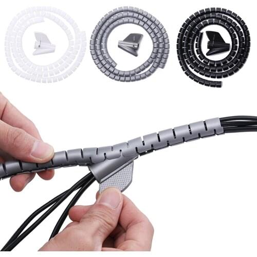1.5 Flexible Spiral Cable Organizer Storage Pipe Cord Protector Cable Management Winder Desk Tidy Cable Accessories