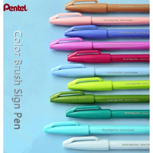 1pc Pentel Brush Sign Pens Fude Touch Pen Flexible Tip 24 Colors Available SES15C Color marker pen Painting supplies