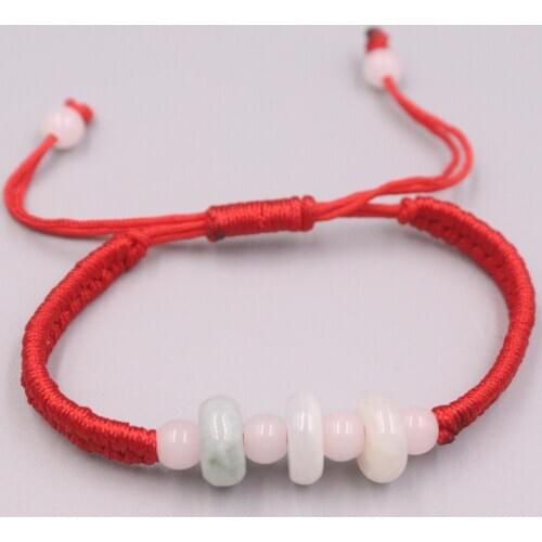 1PCS Real Jade Weave Bracelet For Women Female Lucky Abacus Beads Jade Red Rope Weave Luck Bracelet 16cmL