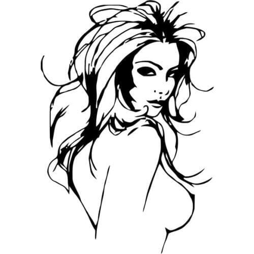 10.7*15.5CM Sexy Girl Automobiles Decorative Accessories Covering The Body Vinyl Car Stickers Black/Silver C7-0806