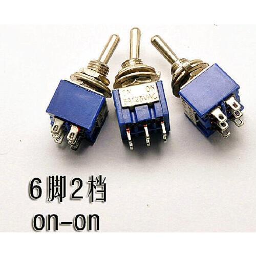 10 PCS/lot Toggle Switches MTS202 6 Pin double toggle switches Toggle Rocker Switches ON-ON 6A/125V 3A/250V