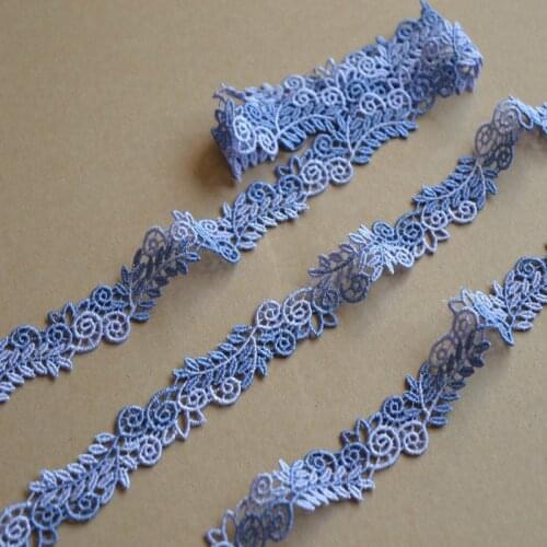 15Yards/Lot Blue Purple Mixed 2.5cm Wide Venise Lace Trim Embroidered For Lingerie DIY Crafts Material Skirt Garment Fabric