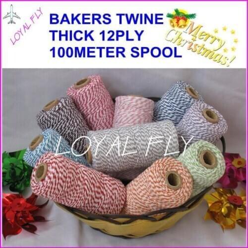 25 color cotton bakers twine 12ply thick, 100m/spool, divine twine, DIY twine, used in gift,greeting card