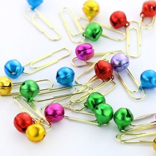 25pcs w45 Bell Style Gold Color Funny Lovely Folder School Creative Student Supply Marking H0109 Metal Paper Clip