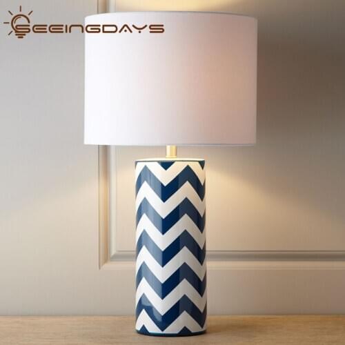 36x68cm Free Shipping Creative Cool Mediterranean Table Lamp Blue Simple Modern Bedroom Bedside Table Lamp Warm Light Table Lamp