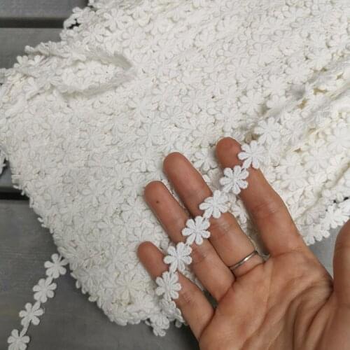 5Meters Flower Lace Trim Patch Applique Trimming Cotton Ribbon Embroidered Fabric Sewing Craft Handmade Wedding Decoration 15mm