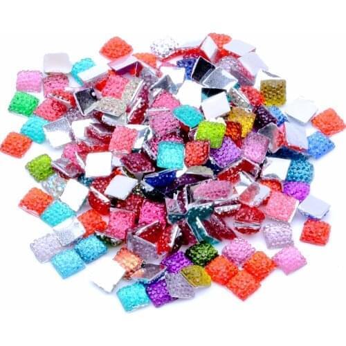 6mm Mix Colors and Crystal ab Glue on Square Flatback Resin Rhinestones Without hole Beads Gems DIY Jewelry Decoration Crafts