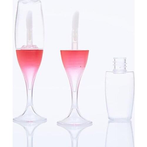 8ml Creative Mini Wine Glass Shaped Empty Lip Gloss Tube Clear/Red Mini Refillable Bottles DIY Lip Glaze Container Sample Vials