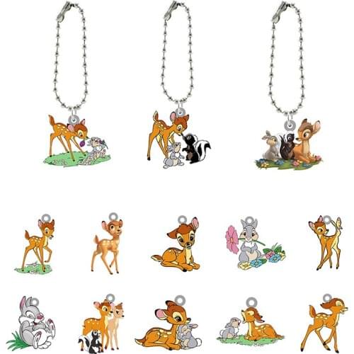 Disney Bambi Resin Accessories Small Jewelry Keychain Toys Lovers Children Cartoon Souvenirs For Friends Birthday Party