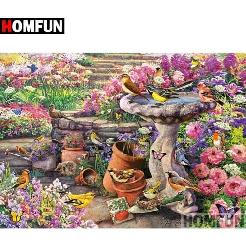 HOMFUN 5D DIY Diamond Painting Full Square/Round Drill "Flowers & birds" Embroidery Cross Stitch gift Home Decor Gift A08277