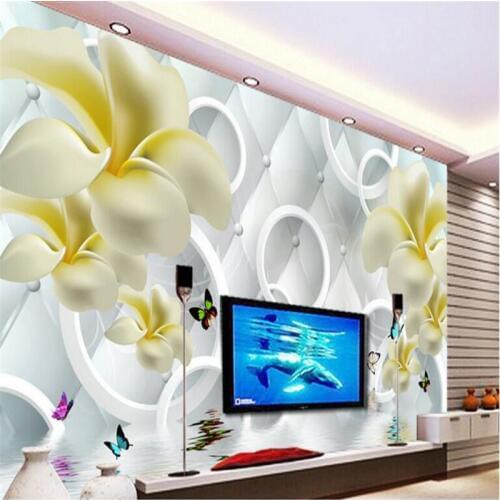 Beibehang Customized Nonwovens Wallpaper Dream Lily Reflex 3D Circle TV Wall Decorative Painting