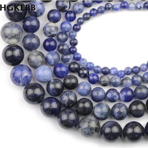 HGKLBB 4/6/8/10/12 mm Blue Sodalite Natural Stone Round Loose spacer Beads For Jewelry Making Diy Bracelet Necklace accessories