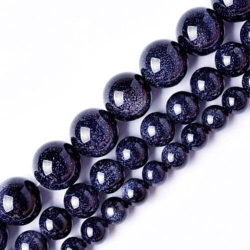 MINGXUAN Wholesale 4mm 6mm 8mm 10mm 12mm 14mm Blue Quartz Green Aventurine Blue sand Bead Loose Beads DIY Jewelry Findings