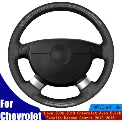 Steering Wheel Cover Black PU Carbon Fiber For Chevrolet Lova 2006-2010 Chevrolet Aveo Buick Excelle Daewoo Gentra 2013-2015