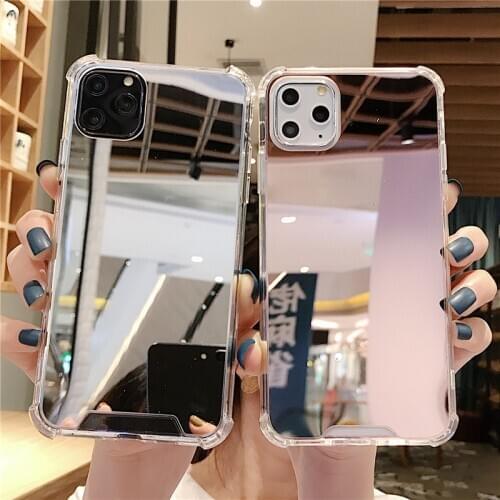 Makeup Mirror Cover Shockproof Phone Case For iPhone 12 11 Pro MAX Mini X XS XR 8 7 6 6S Plus SE 2020 Luxury Soft Silicone Case