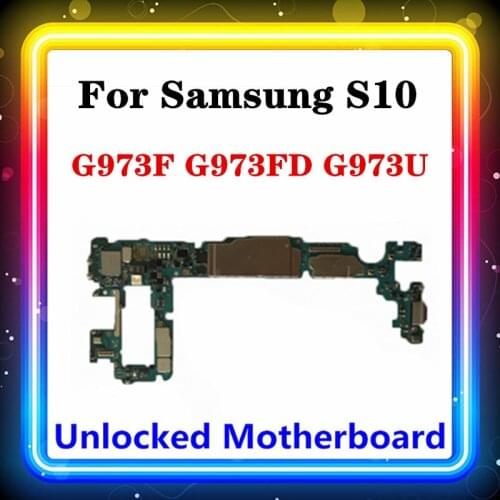For Samsung Galaxy S10+ G973F G973FD G973U Motherboard Single/Dual SIM Android System Installed Original Clean Main Board