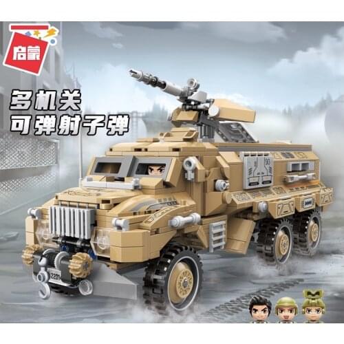 Enlightenment Building Block Toy Boy Children Puzzle Assembly Can Shoot Military Armored Car Model 4-6y 7-12y Car Kit Model