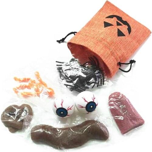 Halloween Prank Toys Set Realistic Shit Fake Poop Spider Tongue Skeleton Eyeball Scary Decor Joke Tricky Toys For Children Kids