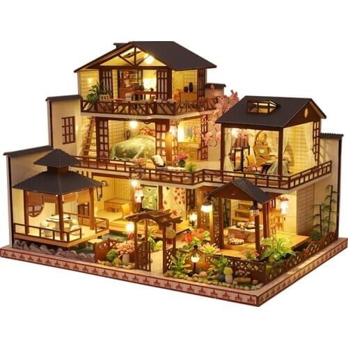 Doll House Wooden Furniture Diy Dollhouse Miniature Puzzle Assemble Miniatures Dollhouse Kits Educational Toys For Children Gift