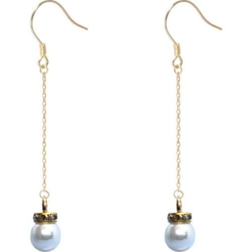 1 Pair Simple Sweet Style Small Pearl Long Hypoallergenic Dangle Earrings Handmade Anti-allergy Ear Hook Fashion Earring
