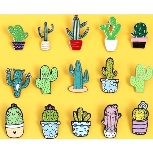 Small and cute accessory set Cartoon plant enamel Pin Colorful cactus chlorophytum potted Brooches Badges Denim lapel Jewelry