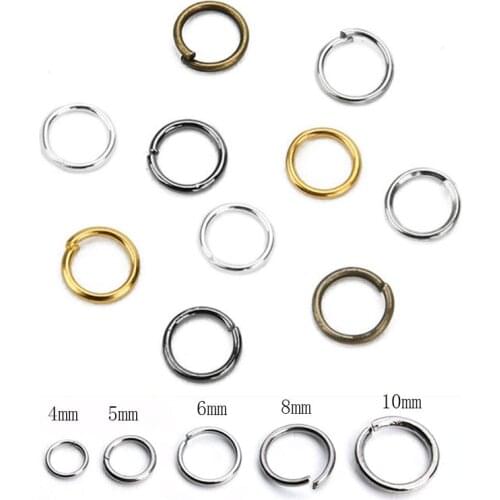 200pcs 4 5 6 8 10mm Open Jump Rings Bulk Metal Iron Split Rings Gold Bronze Color End Connectors Clasps for Diy Jewelry Supplies