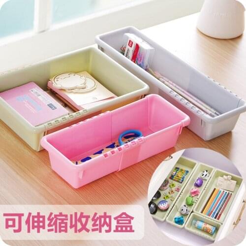 Multifunctional Retractable Drawer Storage Box Cutlery Finishing Box 4 Size Desktop Stationery Organizer