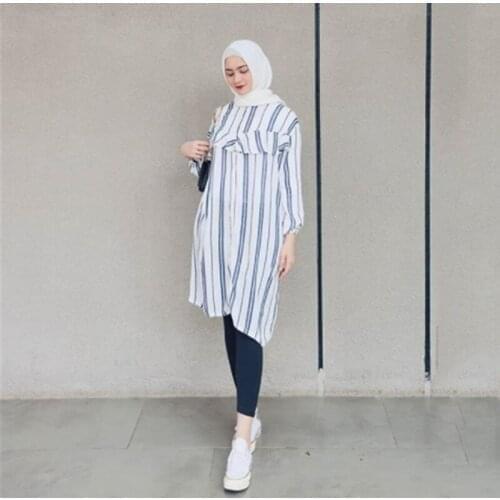 Muslim Dubai Women Dress Striped Print Long Middle Eastern Turkey Arab Irregular Hem Islamic Clothing Moroccan Kaftan Midi Dress
