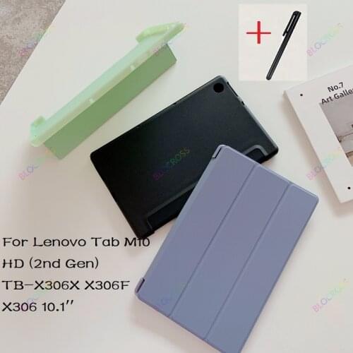 Ultra-light Soft back Case For Lenovo Tab M10 HD (2nd Gen) TB-X306X X306F X306 10.1'' Slim Shell Tablet Protective Cover +Stylus