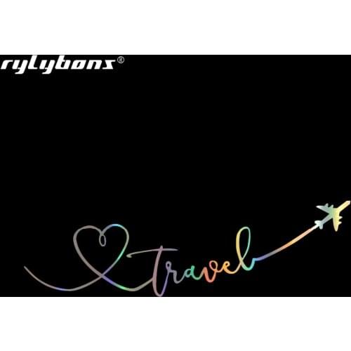 Rylybons Love Travel Aeroplane Design Car Bumper Stickers and Decals Car Styling Decoration Door Body Window Vinyl Car Stickers