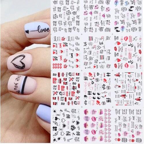Water Stickers Sliders For Nails Love Valentines Day Nail Art Decorations Nail Sticker Lettering Nail Stickers All For Manicure