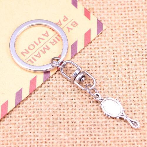 New Fashion Keychain 27x10mm devil mirror Pendants DIY Men Jewelry Car Key Chain Ring Holder Souvenir For Gift