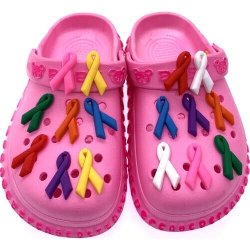 New Arrival 10PCS Colorful Ribbon Icon Shoes Charms Cute Silicone Accessories For Croc Jibizt DIY Decoration Kids Party Gifts