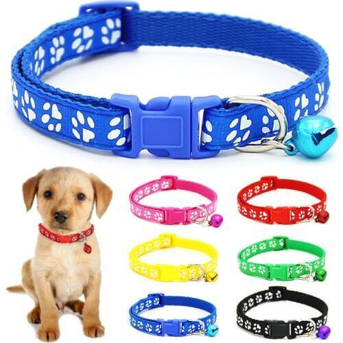 Nylon with Bell Pet Cute Fashion Paw Dog Cat Puppy Charm Adjustable Lovely Safety Collars 1PC New Buckle