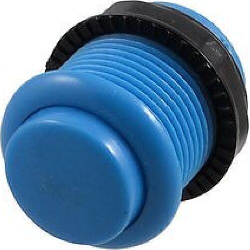 Video Game PCB 2-pin Soldering Blue 24mm Dia Momentary Push Button