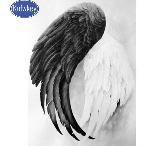 Full drill diamond embroidery Angel black and white wings 5d diy diamond painting Cross Stitch Rhinestone diamond mosaic