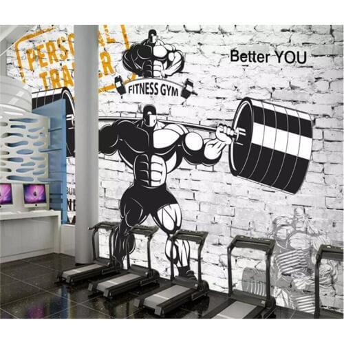 Custom gym Decorative 3D Wallpaper Nostalgic Retro Sports Fitness Weightlifting Background Wall wallpaper for walls 3d