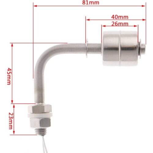 OOTDTY Stainless Steel Float Switch Right Angle Vertical Head Liquid Water Tank Level Sensor