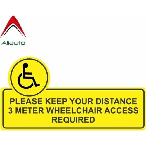 Aliauto Warning Car Sticker Keep Your Distance 3 Meter Wheelchair Access Required Decal Accessories PVC for Mazda Mini,16cm*8cm