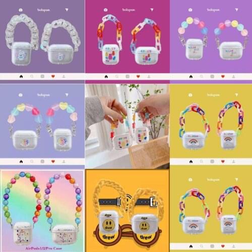 Cute Pear Bracelet Shell Keychain Transparent Headphone Earphone Case for Apple Airpods 1 2 3 Pro Wireless Headset Cover