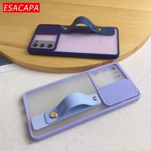 Wrist Strap Stand Holder Silicone Phone Case For Samsung S21 Ultra S20 FE Slide Camera Lens Protection Case For Samsung Note 20
