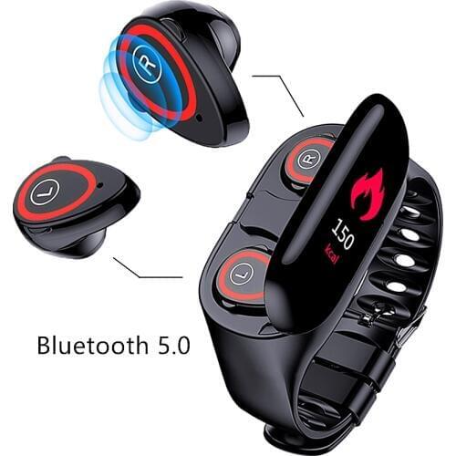 Nennbo M1 Smart Watch smart wristband with wireless earbuds Rate Blood Pressure Monitor Sport SmartWatch Android IOS