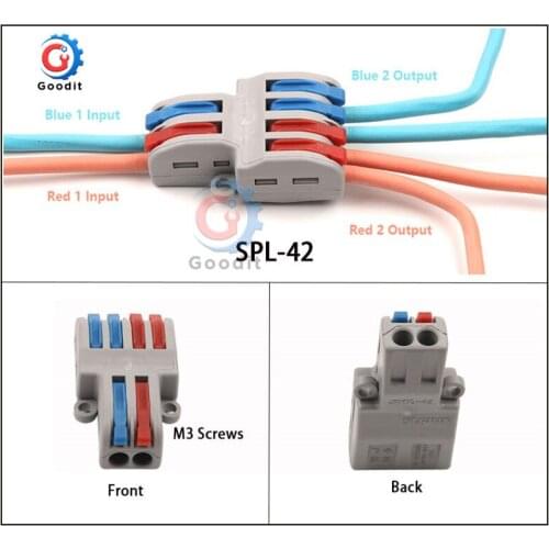 SPL-42 Mini Fast Wire Connector Universal Wiring Cable Connector Push-in Conductor Terminal Block Two groups in parallel