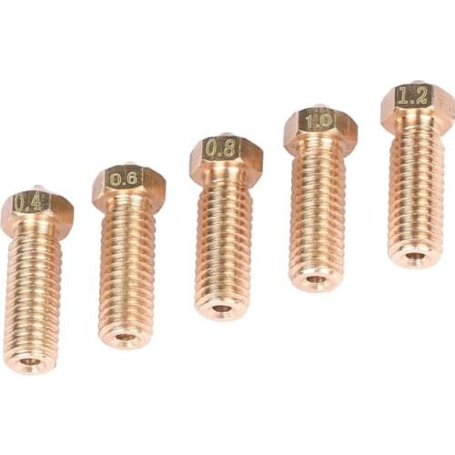 5Pcs/lot 3D Printer Volcano Nozzle All metal brass E3D 1.75mm Lengthen extruder nozzle 0.4/0.6/0.8/1.0/1.2mm For Sidewinder X1