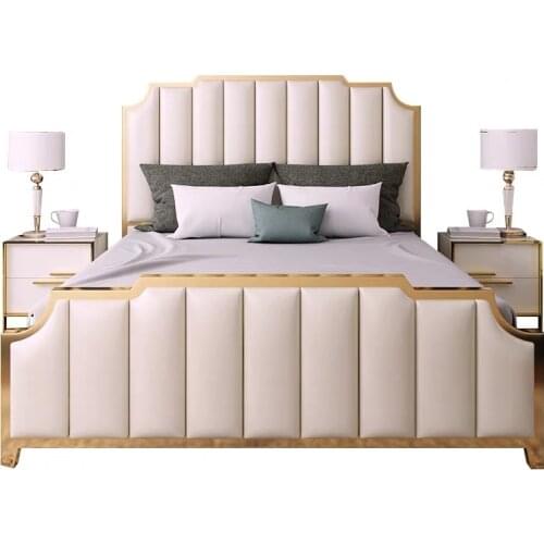 Light luxury small apartment post-modern 1.8M double bed Nordic leather soft bed