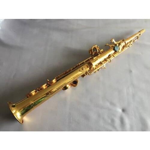 High Quality Custom Mark Model Soprano Sax Pitch B Gold Lacquer Saxophone Top Music Mouthpiece Professional Grade