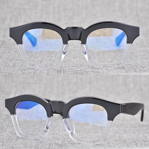 High Quality thick and solid Acetate eyeglasses original Japan Handmade quality large size and big face Artist decorated glasses