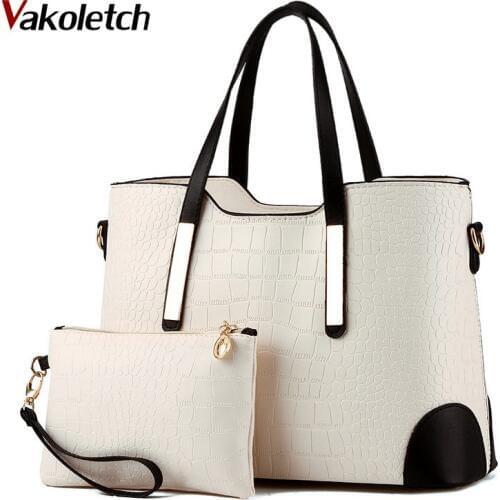 Women Bag Crocodile Pattern Composite Bag Vintage Women Messenger Bags Shoulder Handbag Purse Wallet Leather Handbags KL288