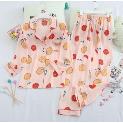 2 Pieces Pajamas for Women Faux Silk Homewear Cute Print Sleepwear Suit Long Sleeve Pajamas Set Summer Spring Autumn Nightwear